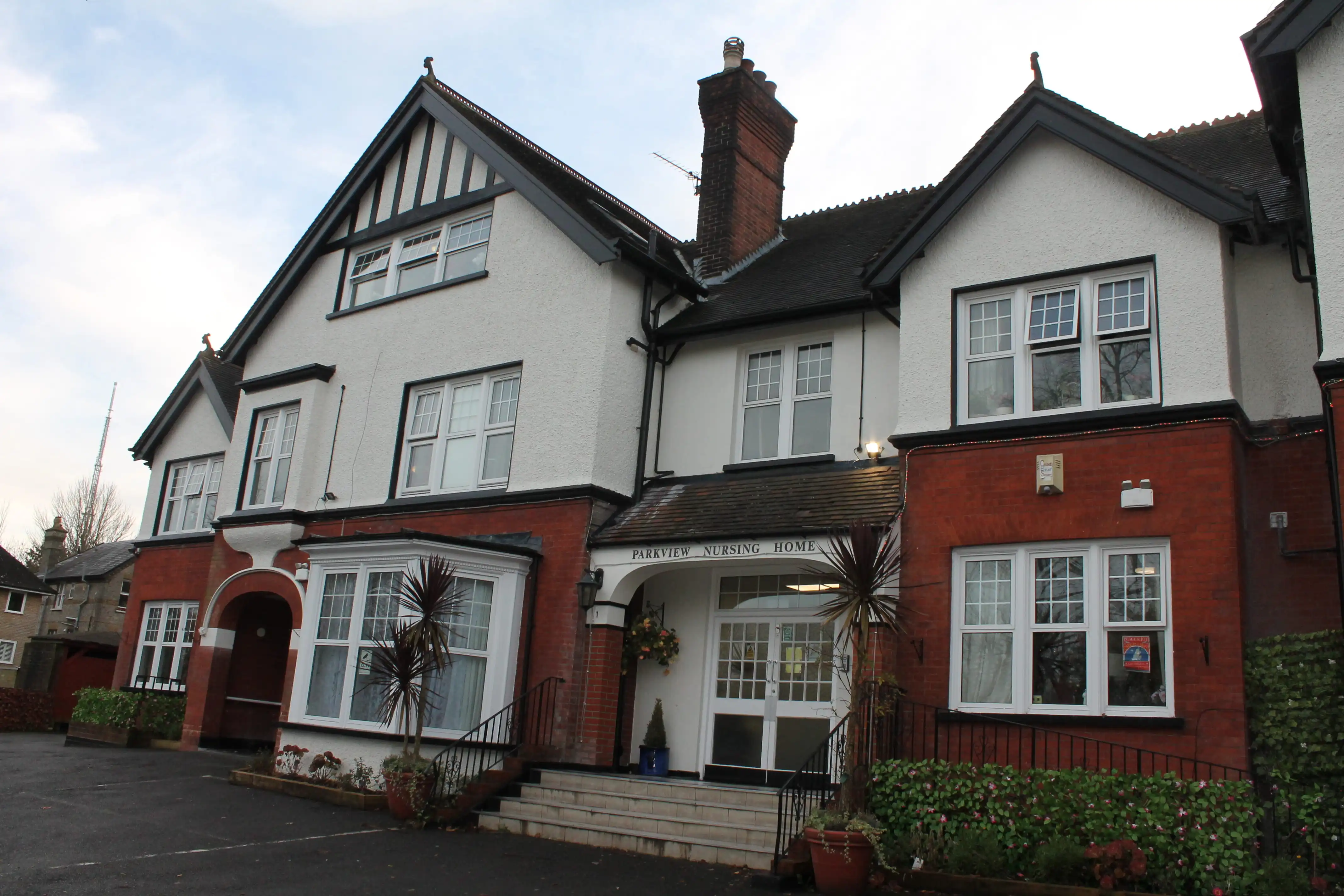Parkview Nursing Home entrance with signage in Upper Norwood, London